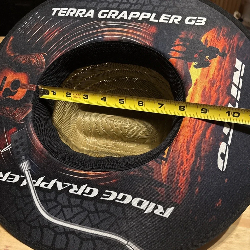 RARE NITTO GRAPPLERS Straw Hat Tan Fedora Graphic Print Bill OSFM
